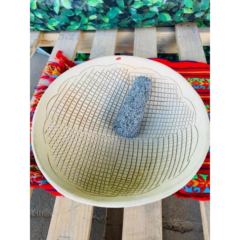 Unsure Molcajete Glay Bowl Mexican 9in Molcajete De Barro Con