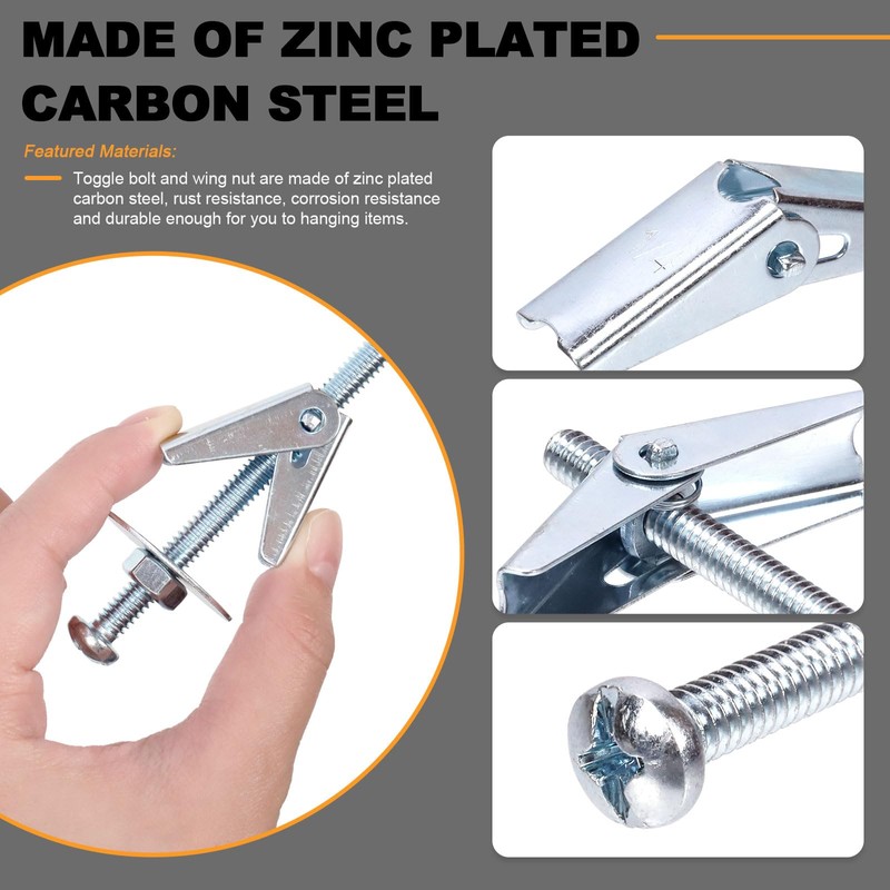Tanstic 30 Sets 3/16 Inch Toggle Bolt and Wing Nut