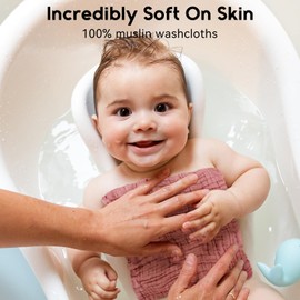 Unnivoll Muslin Baby Washcloths 6 Pack, 100% Cotton Burp Cloths Baby, Large 12''X12'' Baby Wash Cloths Absorbent and Soft for Newborn Infants Kids Boys Girls Pink