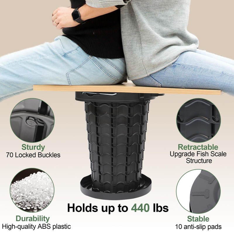 Phamouu Portable Toilet for Camping, Capacity 440LBS Adjustable Height Foldable