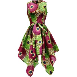 SHENBOLEN Women African Print Dresses Traditional Clothing Casual Party Dress（Small,C