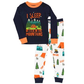 Lazy One Warm Long-Sleeved Kids' Pajamas for Girls and Boys, Funny Kids' Pajama Sets, Cozy, Comfy (Sleep Better in The MTN, 2T)