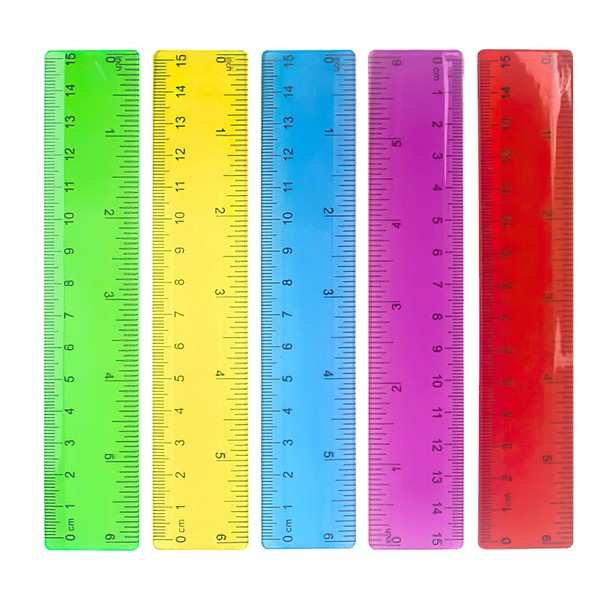 5 PCS 15 cm / 6 Inch Clear Plastic Colorful