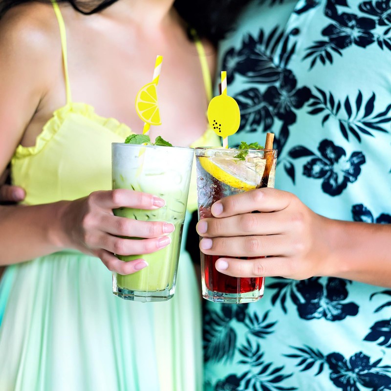 20 PCS Lemon Straws, Disposable Cocktail Straws Lemonade Stand Supplies