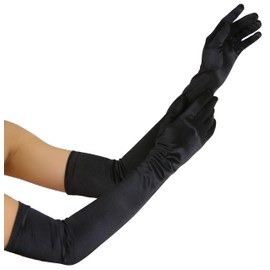 ToBeInStyle Women's Extra Long Opera Length Satin Gloves - Black - One Size