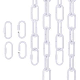 garini 6 Feet Industrial White Light Fixture Chain, Adjustable Metal Pendant Chandelier Chain Extension with Detachable Link, 2 Pack