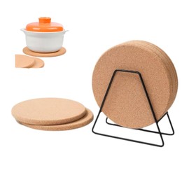 Cork Trivets for Hot Dishes, Goespecil Cork Coasters for Drinks Plants, Cork Table Mats for Hot Pans with Holder Organizer 5Pack 7.5inch