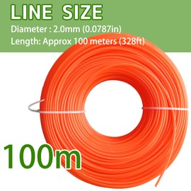 DY.2ten Strimmer Line, 0.079in x 328ft Universal Strimmer Wire Heavy Duty, Nylon Replacement Round Grass Strimmer String Line, Strong Trimmer Cord, Orange