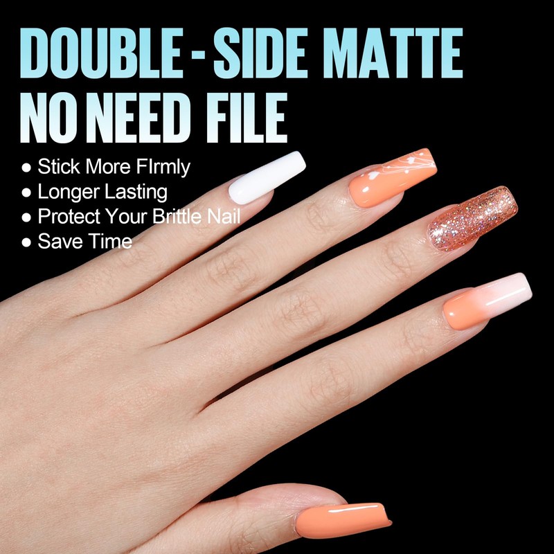 TOMICCA False Nail Tips, Square Nail Tips, 240 Pieces, Square