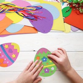 LAMEK 18 PCS Easter Egg Craft Kit Creative Easter Eggs Decoration Kids Arts Crafts Party Supplies for Girls Boys DIY Make Your Own Mix & Match Ornaments Crafting Activities Gift