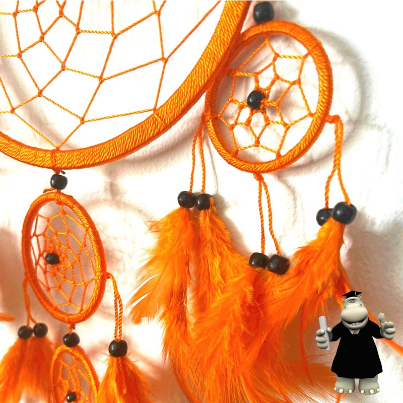 Smart Hippo Orange Dream Catcher Black Beads Orange Webbing