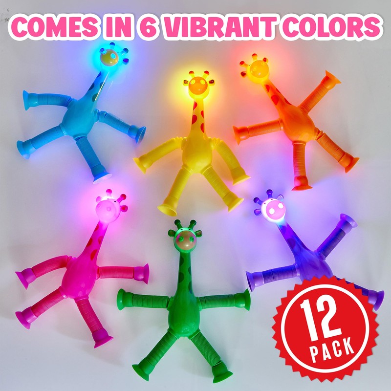Playbees LED Telescopic Suction Cup Giraffe Toys 12PACK Shape Changing