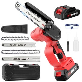 6/8-Inch Mini Cordless Chainsaw6/8 Lightweight, one-hand electric chainsaw with a 21V battery and safety lock. Ideal for wood cutting, tree trimming, and garden use. Perfect gift for men!