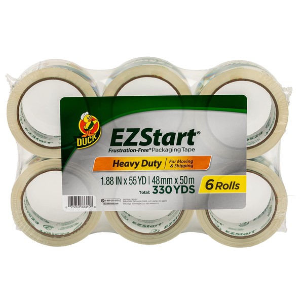 Duck Brand EZ Start Packing Tape Refill, 3" Core, Clear,