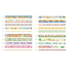 LGEGE 20 Rolls Cute Element Washi Tape Set, 10/15/20 mm Wide, Cartoon Bear,Flower Pattern, Japanese Masking Tape Décor for Scrapbook,Bullet Journal,Gift Wrapping,DIY Craft (2m)