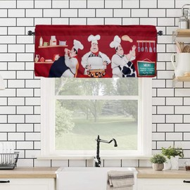 WTQPLNMCB Chef Valances 54" W x 18" L - Chef Kitchen Curtains Valance for Windows Rod Pocket Chef Kitchen Decor Decorations