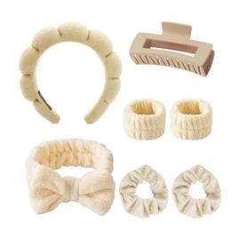 2 Pieces Of Hair Ties, 1 Piece Of Hairpin, 1 Pair Of Wrist Bands And 2 Pieces Of Hair Ties, Absorbent Hair Ties, Suitable For Face Washing, Skin Care, Makeup