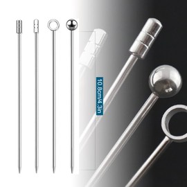 Cocktail Picks Set of 16 Stainless Steel Cocktail Decorations Skewers Cocktail Pins Hors D'oeuvres Pins Spoons Fruit Decor Coffee Sticks Silver Candy Fruit Decoration Wedding Party