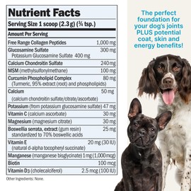 ANDREW LESSMAN Lincoln’s Own Joint Benefits for Dogs. 120 Servings. Advanced Glucosamine, Chondroitin and Free-Range Collagen Peptide Powder for Dogs. Contains No Additives of Any Kind.