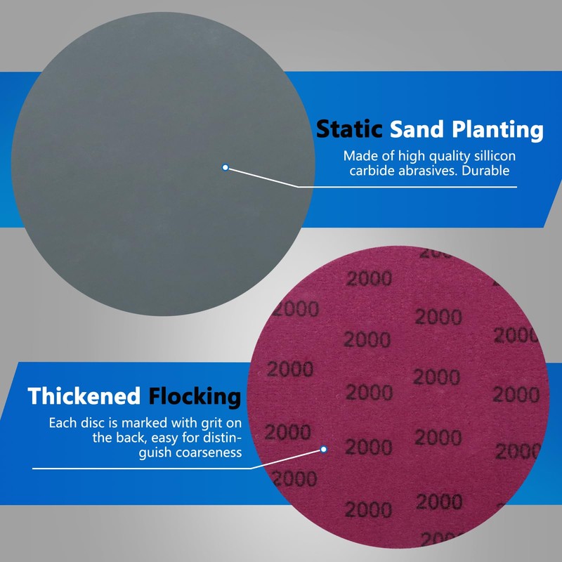 2000 Grit 5 Inch Sanding Discs, VIBRATITE 70 Pieces Hook