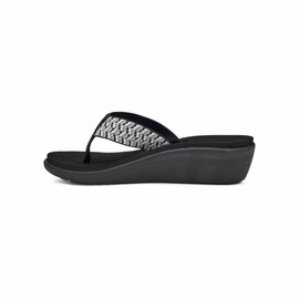 Teva Women's Voya Wedge Sandal, Paint Tracks Black/White, 9
