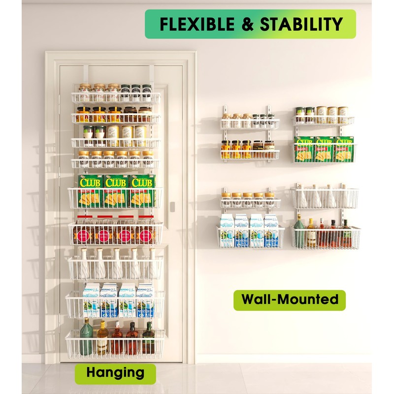 Mefirt White 9-Tier Over The Door Pantry Organizer, Pantry Organization