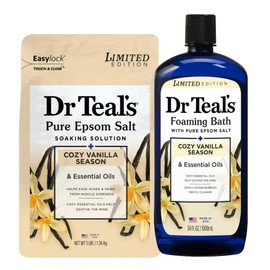 Dr Teal's Cozy Vanilla Season Comfort Pure Epsom Salt Soak and Cozy Vanilla Season Foaming Bath Duo Pack