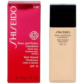 Shiseido New Shiseido Sheer and Perfect Foundation Oil Free SPF 18 1 OZ Choose Color - D20 - Rich Brown