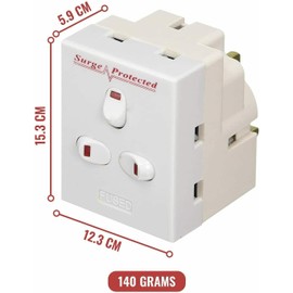 Mr.Gadget Solutions 3 Way Adaptor 3 Pin Mains Socket 13 Amp Double Household Multi Plug Adapter UK