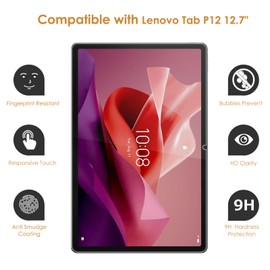 Hianjoo [2-Pack Screen Protector Compatible with Lenovo Tab P12 12.7"(2023 Model)/ Xiaoxin Pad Pro 12.7" (2023/2025), [HD Clarity] [9 Hardness] Scratch Resistant Tempered Glass