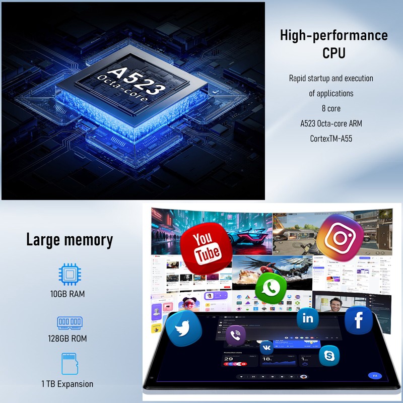 AEEZO 2025 AEEZO 10.1 in Android Tablet 10+128GB Touchscreen Octa-core