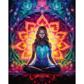 Paint by Number Women Zen Meditation DIY Painting On Canvas with Brushes Acrylic Creative Boho Hippie StyleYoga Woman Paint by Numbers for Adults and Kids Students Beginner 16x20 Inch（without Frame）