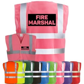 Corporate Togs FIRE MARSHAL Hi-Vis Safety Vest - High-Visibility Waistcoat Tabard, British Standard CE Marked, Fastening Vest | Protective Safety Wear
