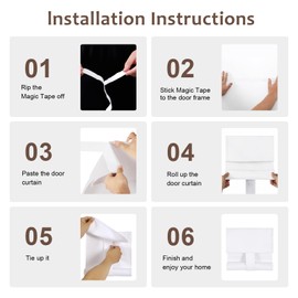 WdFour Side Door Curtains for Door Window, Room Darkening Solid Color Door Window Covering for Glass Door, Front Door Sidelight Curtain Tie up Shade 8W x 36L Inches, 1 Panel, Bleach White