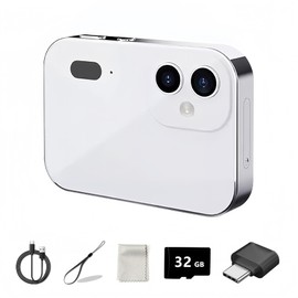 BEBESIRI D6 Digital Camera with Auto Focus & 4K Video Recording - 64MP Portable Compact UHD Camera, 16X Digital Zoom, Anti-Shake, Includes 32GB Card - for Teens & Adult Beginners (White)