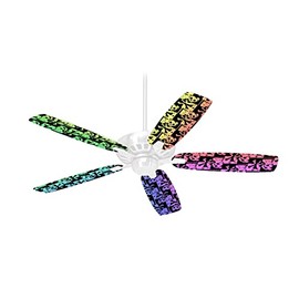 Skull Checker Rainbow - Ceiling Fan Skin Kit fits most 42 inch fans (FAN and BLADES SOLD SEPARATELY)