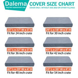 Dalema Dog Bed Cover 35L x 22W x 4H Inch,Heavy Duty Durable Waterproof Fluffy Soft Short Plush Replacement Dog Bed Covers,Washable Removable Pet Bed Mattress Cover with Zipper.Grey,Cover Only.