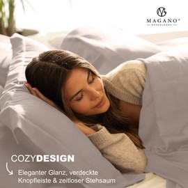 Magano® Luxury Bed Linen Set - Bamboo & Cotton Satin - 400 TC Premium Quality (Taupe, 80 x 80 cm)