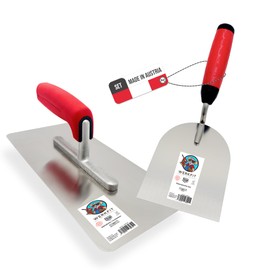 WERKFIT Professional Smoothing Trowel 280 x 130 mm - Rustproof Smoothing Spatula Made of Stainless Steel - Ergonomic Cleaning Spatula with Soft Grip - High-Quality Eaves Produced in Austria (Drywall Set)