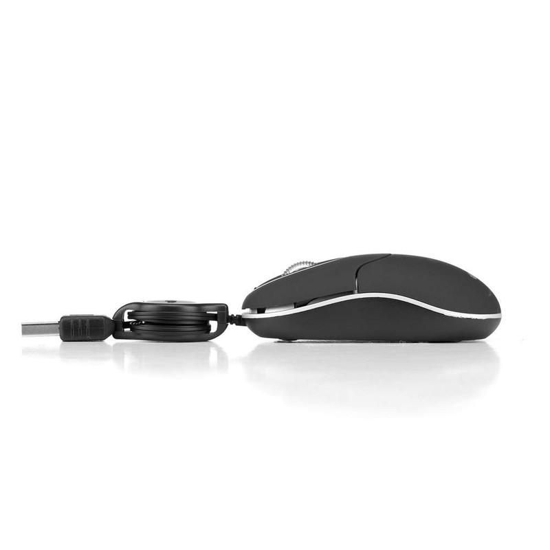 NGS SIN Black Optical Mouse 1000dpi and Retractable USB Cable