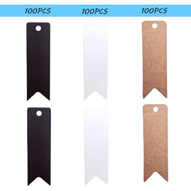 lacitycover Kraft Paper Gift Tags, 300 Pieces Blank Gift Tags with Natural Jute Thread for Artworks