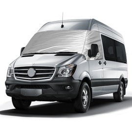 Silver RV Windshield Sun Shade Cover Compatible with Crafter 2019-2023 Mercedes Sprinter Cargo Van for Privacy Protect Windshield Side Window for Ice & Snow Any Weather Water, Heat & Sag-Proof