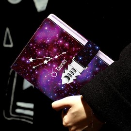 Constellation Diary with Lock, Diary for Women, Men, Girls, Boys, Teenagers, Children, Refillable Password Notebook, Best Birthday, Christmas, Size A5 (21 x 15 cm)