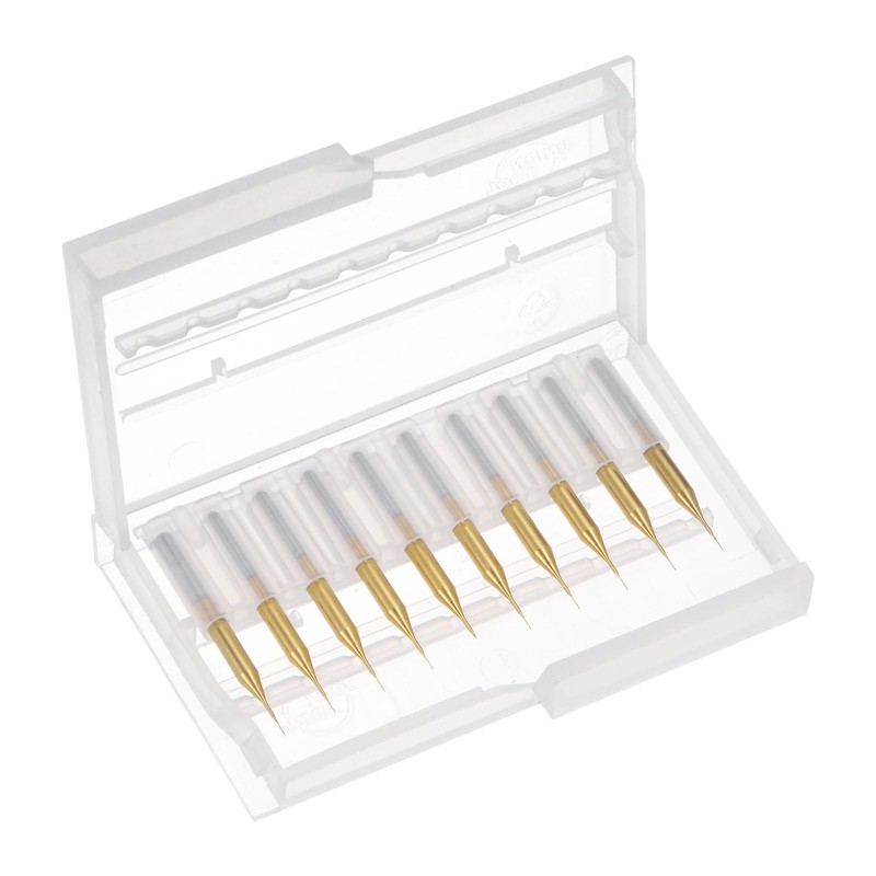 sourcing map 10Pcs 0.2mm Titanium Coat Carbide End Mill Engraving