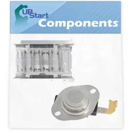 279838 Dryer Heating Element & 3977767 Thermostat Replacement for Whirlpool LEQ8858JQ0 Dryer - Compatible with 279838 and 3977767 Heater Element and Thermostat Combo Pack - UpStart Components Brand