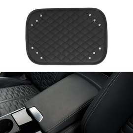 REPAIROCK Universal Center Console Cover Car Armrest Cover Middle Console Cover Lid for Most Vehicle SUV Car Sedan 12.20"x7.87"x0.39" Black White PU Leather Rhinestone