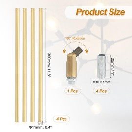 PATIKIL Threaded Extension Rod,4 Set 12" M10 x 1mm Fine Thread Lamp Pipe with Lamp Pipe Nipple,Sloped Ceiling Adapter for Pendant Light Island Lighting Chandelier Stems,Bronze