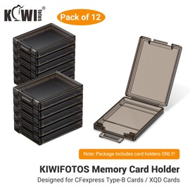 KIWIFOTOS Cfexpress Type B Card Case XQD Memory Card Storage Holder - 12 Pack Plastic XQD CFB Card Case Box, Water-Resistant Anti-Shock Anti-Dust Memory Card Holder Case Storage Protector with Labels