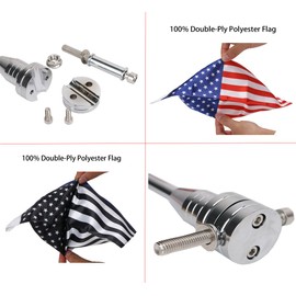 E-Most Adjustable 6'' x 9'' Flagpole Mount + American Flag & Thin Blue Line Flag, for Harley Davidson Honda Goldwing CB VTX CBR Yamaha