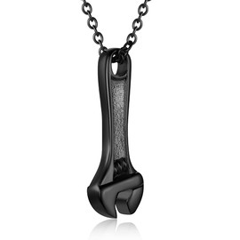 Wrench Tool Cremation Jewelry for Ashes Stainless Steel Hammer Urn Pendant Locket Keepsake Memorial Necklace for Human Ashes Holder for Women Men, Metal, not known,